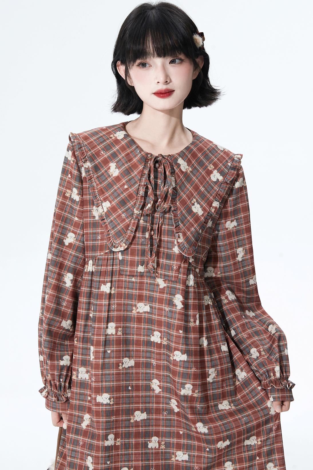 Retro Checker Puppy Dress