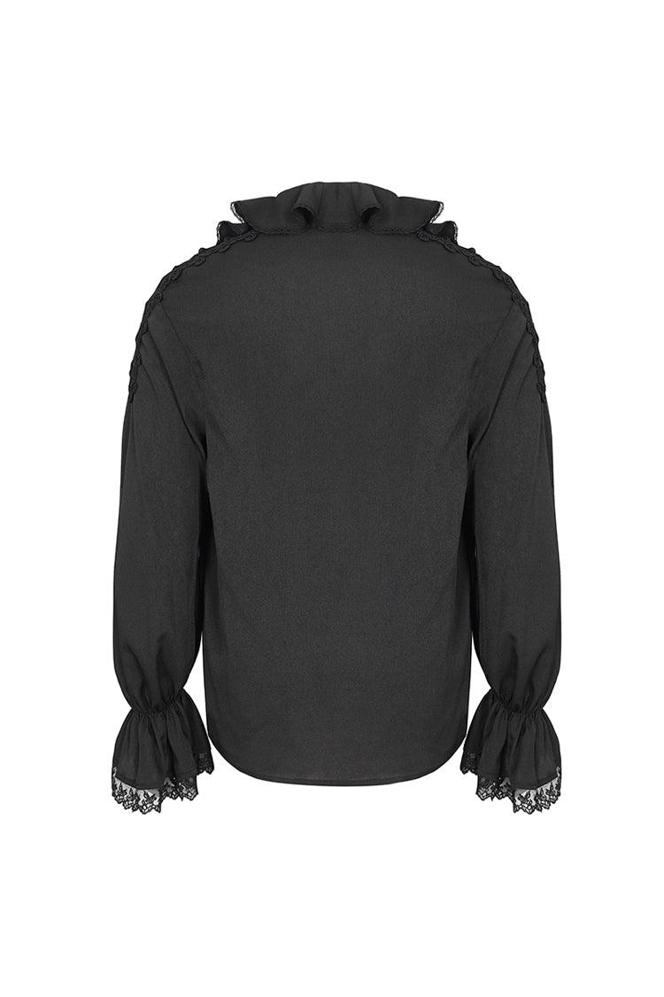 Black Ruffled Collar Puff Sleeved Gothic Shirt