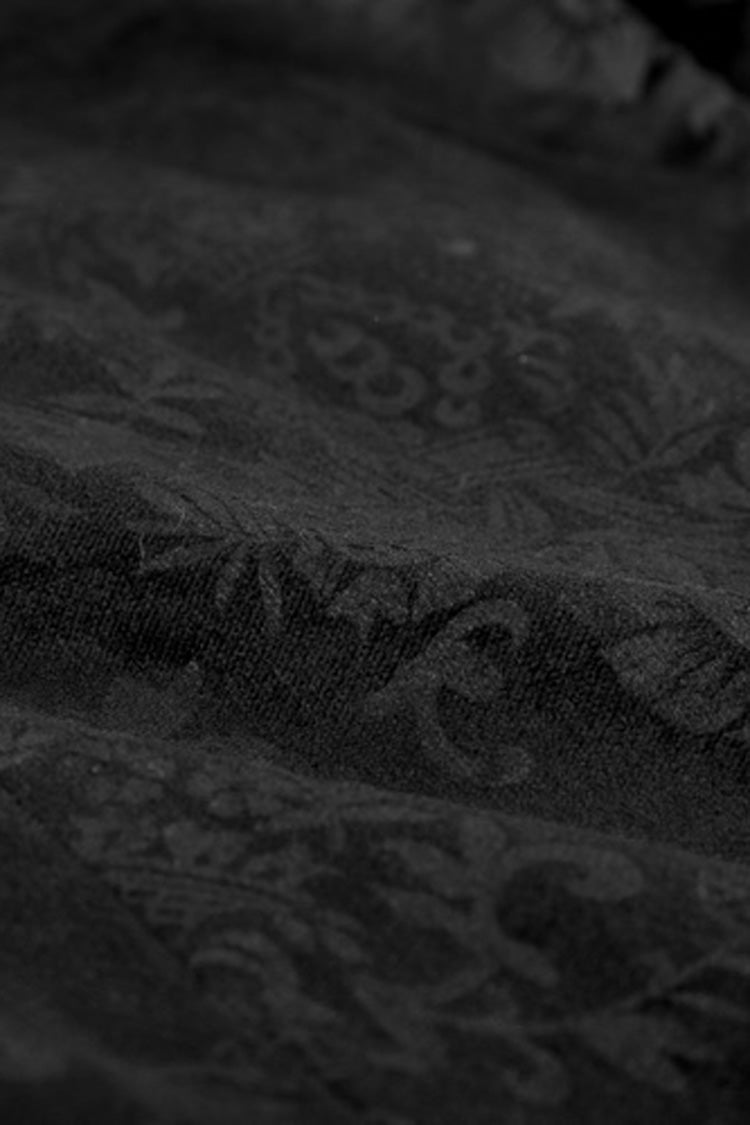 Black Double-breasted Swallowtail Hem Print Gothic Vest