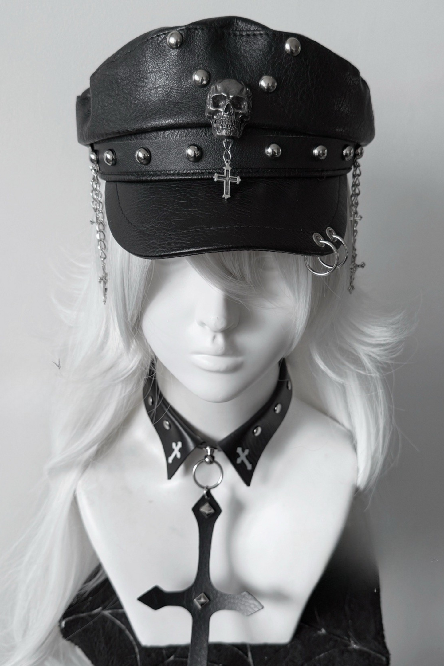 Dark Rivet Y2k Leather Buckle Subculture Cap