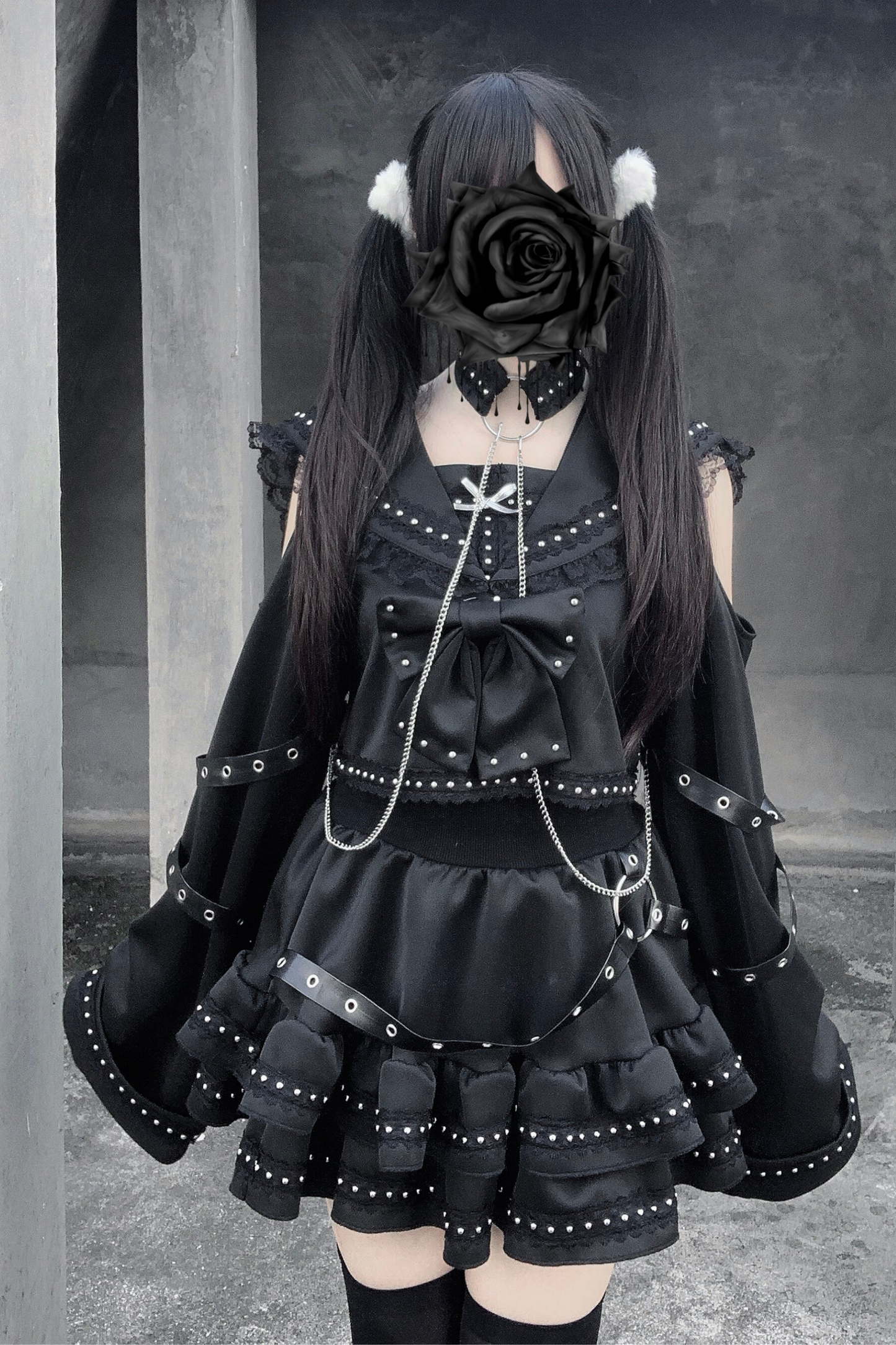 Dark Lace Outfit Top + Skirt