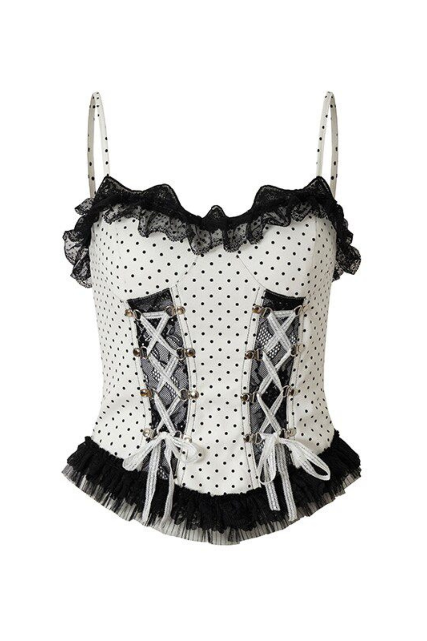 Dark Punk Polka Dot Lace Up Camisole