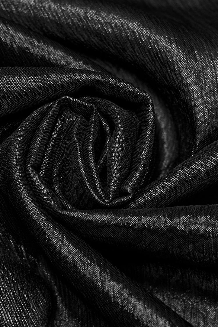 Black Stand Collar Jacquard Ruffle Gothic Blouse