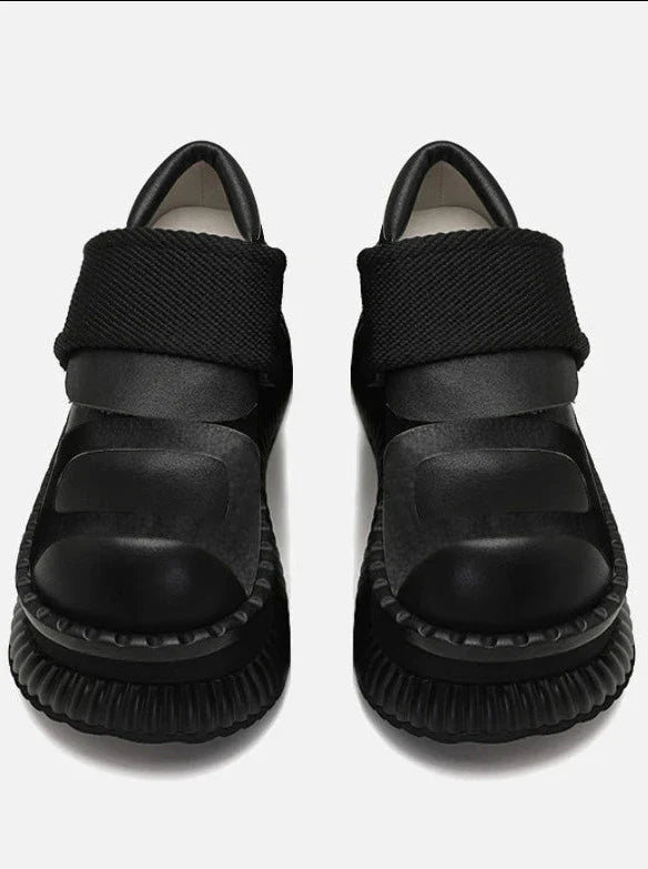 Leather Velcro Platform Shoes