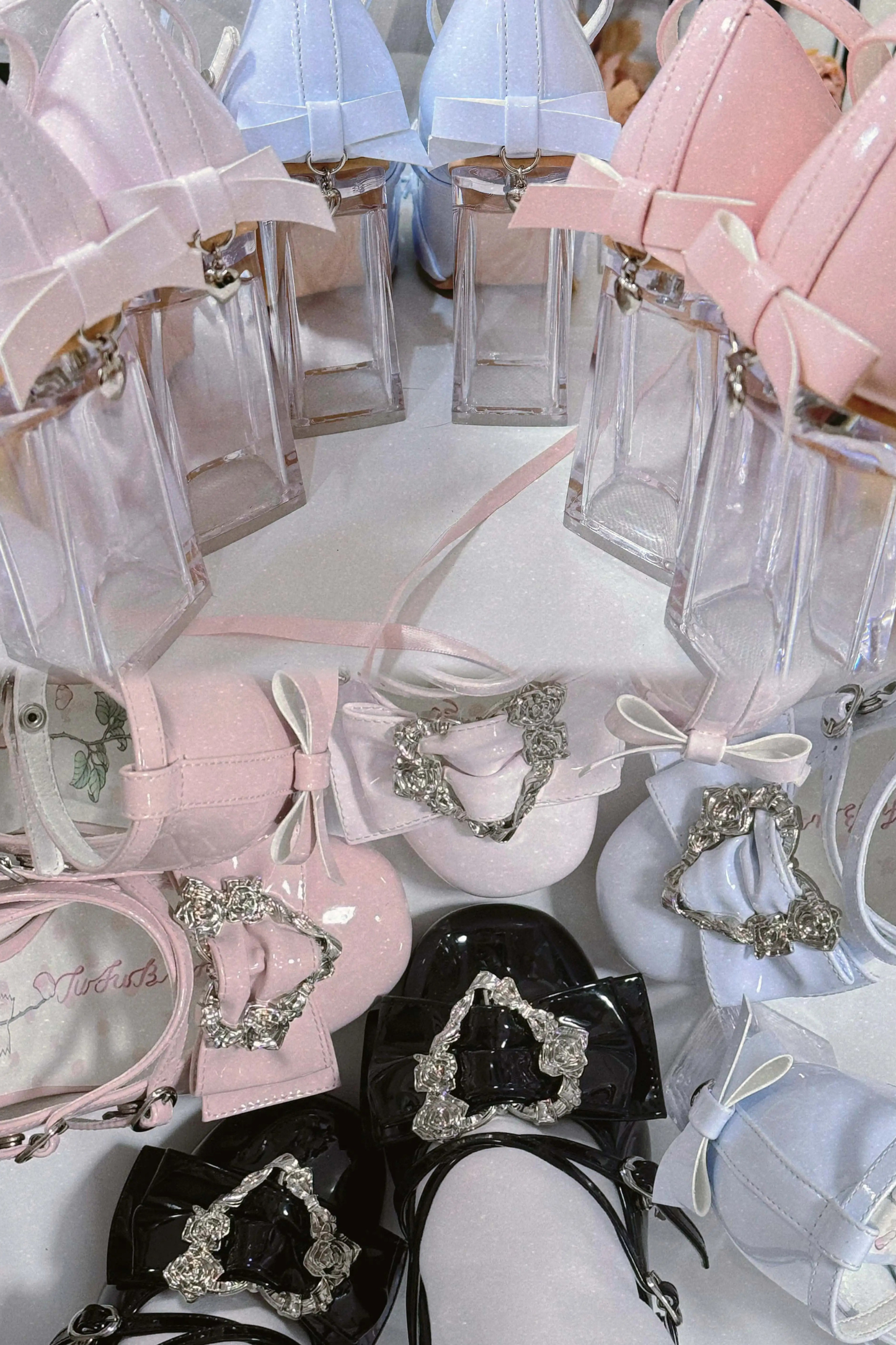 Love Buckle Crystal Heel Shoes