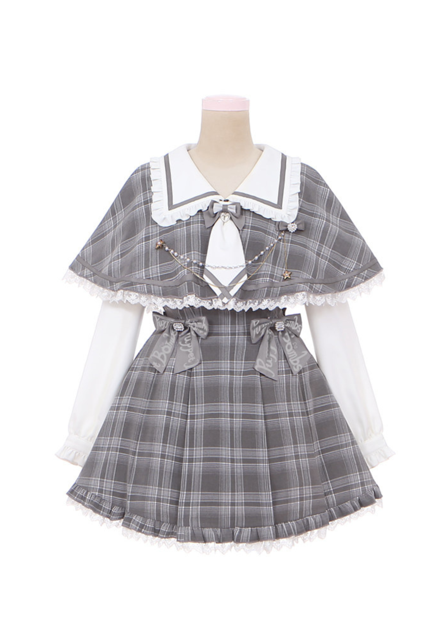 Plaid Sweet Cape Design Dress