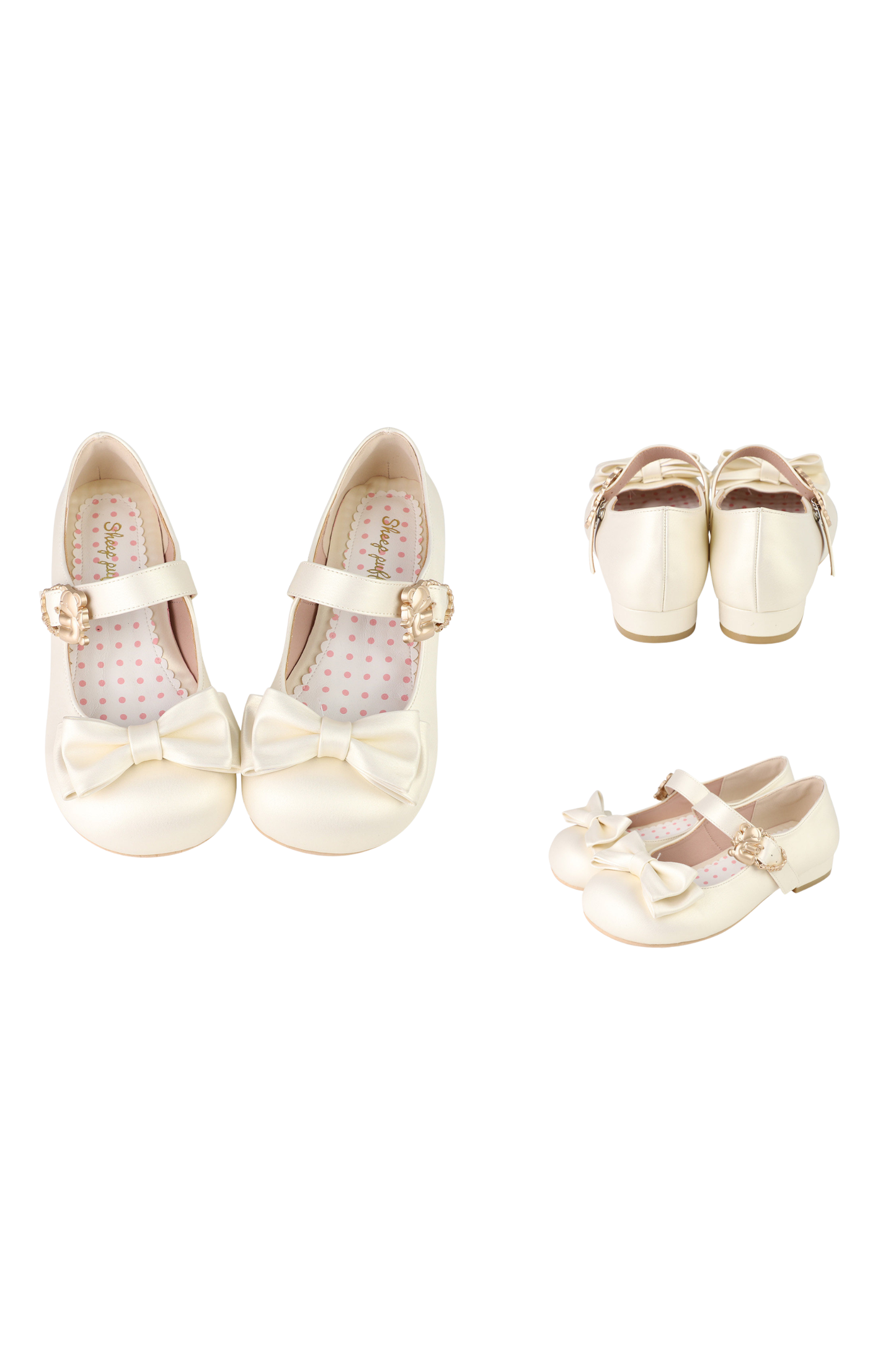 Satin Sheep Puff Ribbon Shoes
