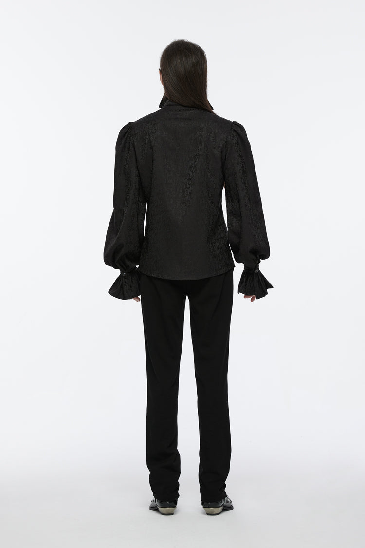 Black Long Puff Sleeves Lace-up Gothic Blouse