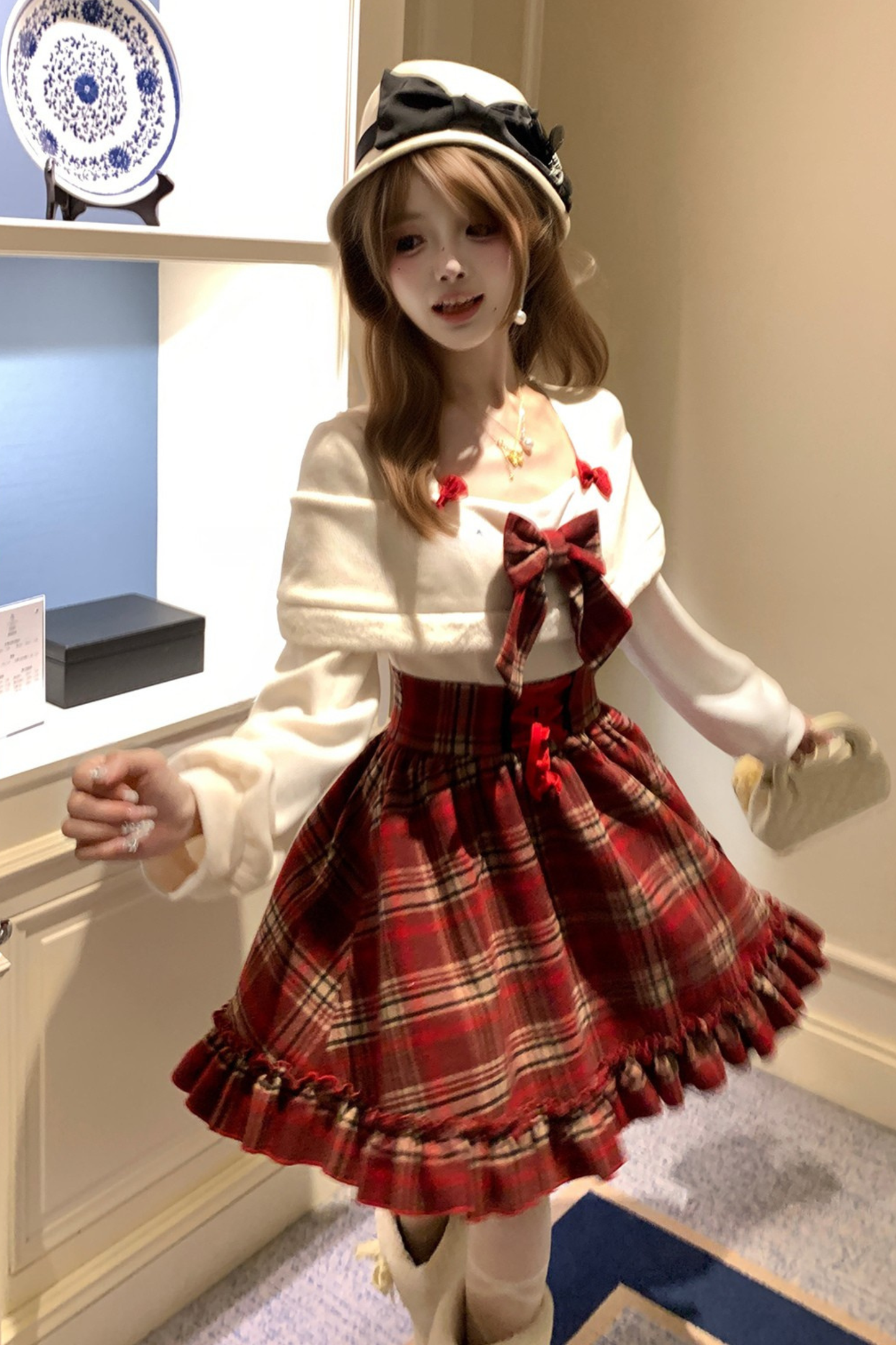 Red Plaid Sweet Girly Dress