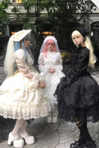 フローラルロリータウェディングドレス