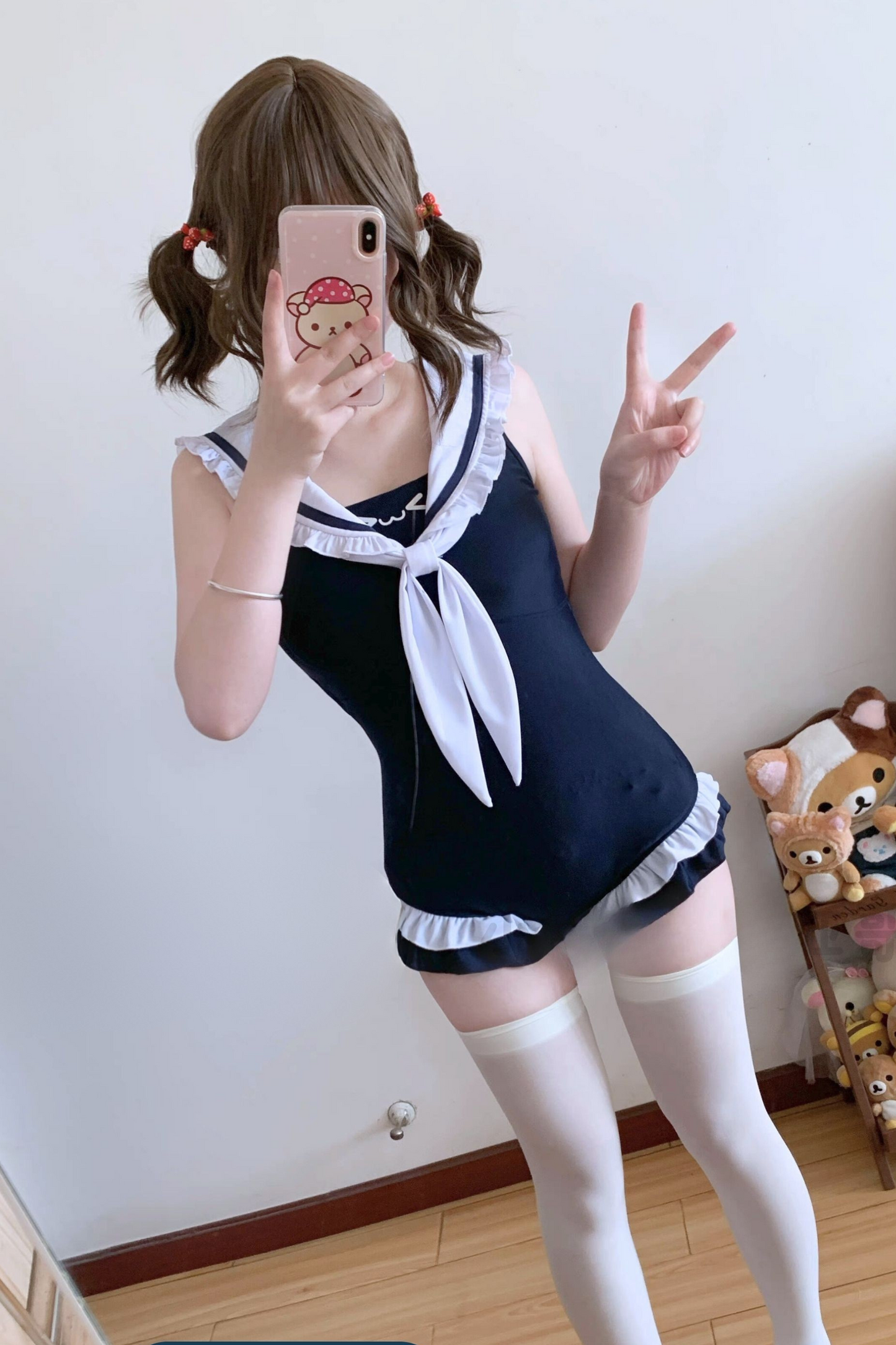 Ruffled Sailor School Swimsuit