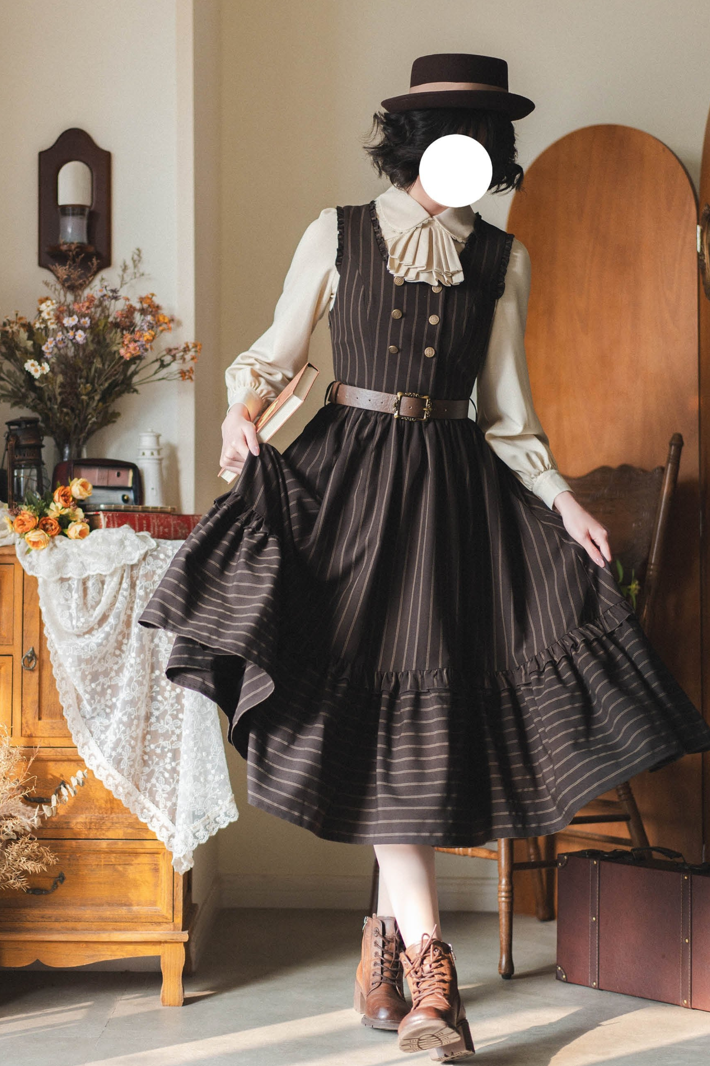 Retro Waist Cinching Blouse