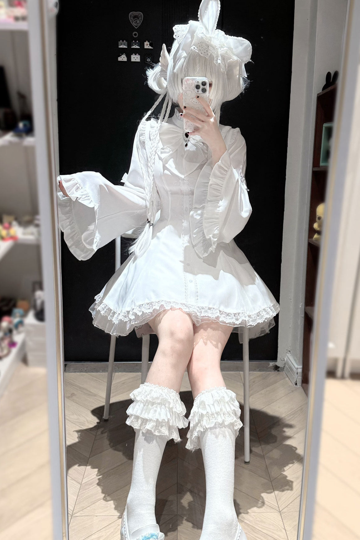 Lace Bell Sleeve Dress + Pants