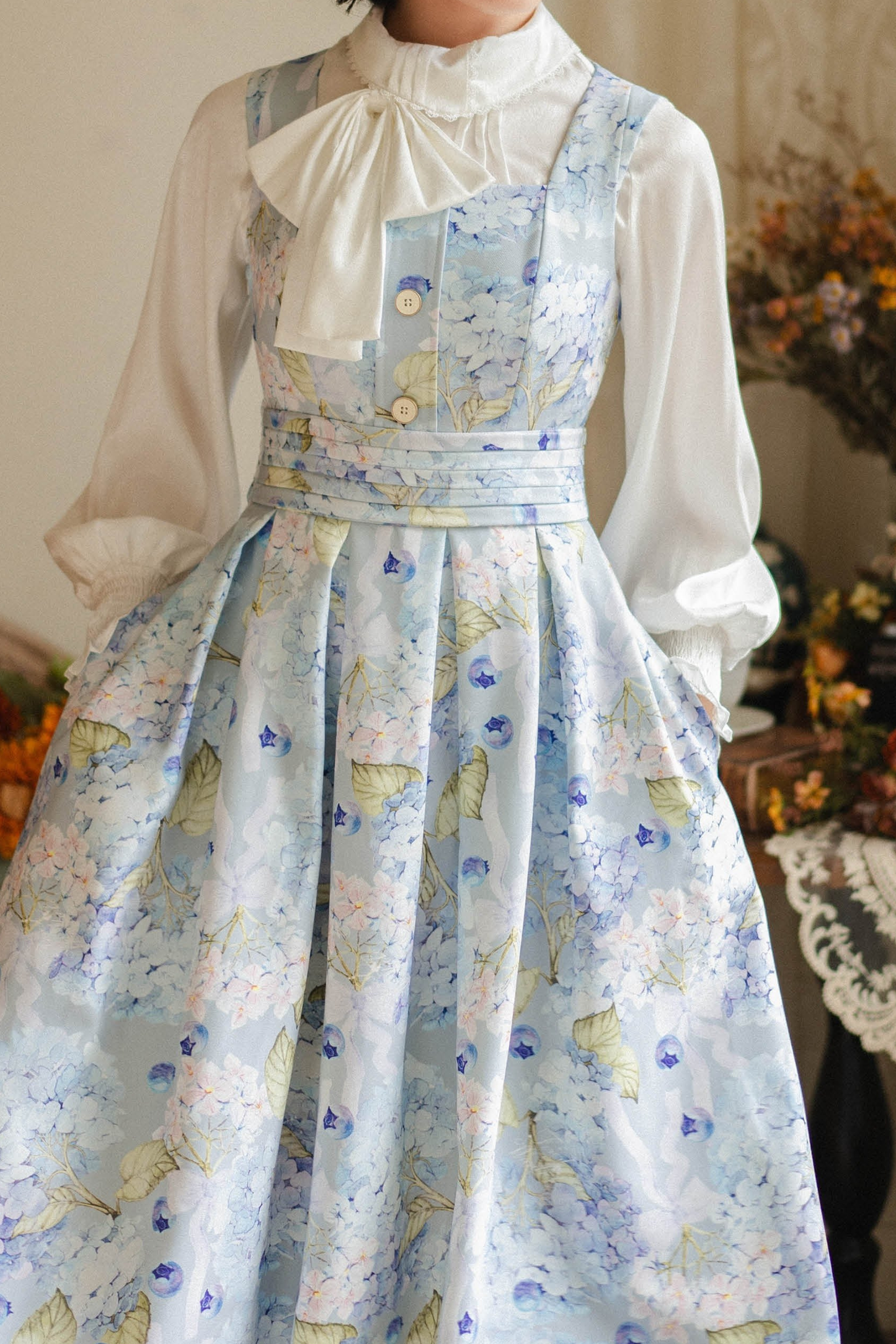 Retro Satin Bow Tie Blouse