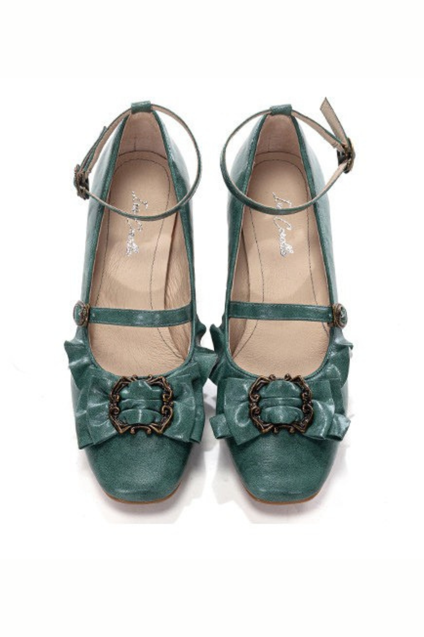 Leather Ribbon Ruffle Lolita Heels