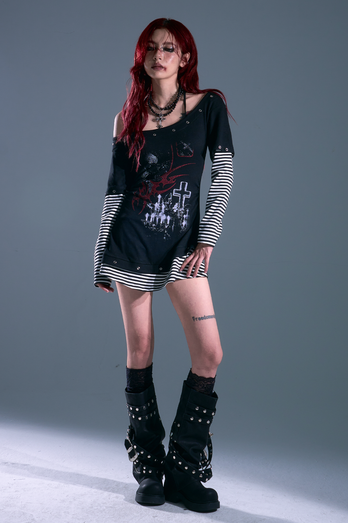 Border Punk Patchwork Dress