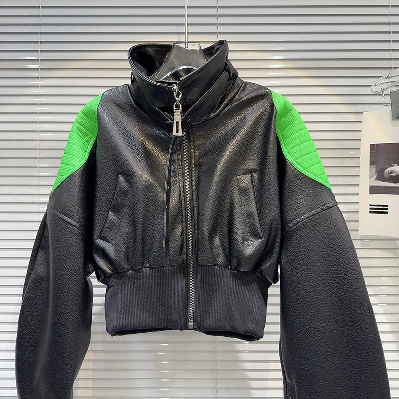 Short Leather Jacket Black