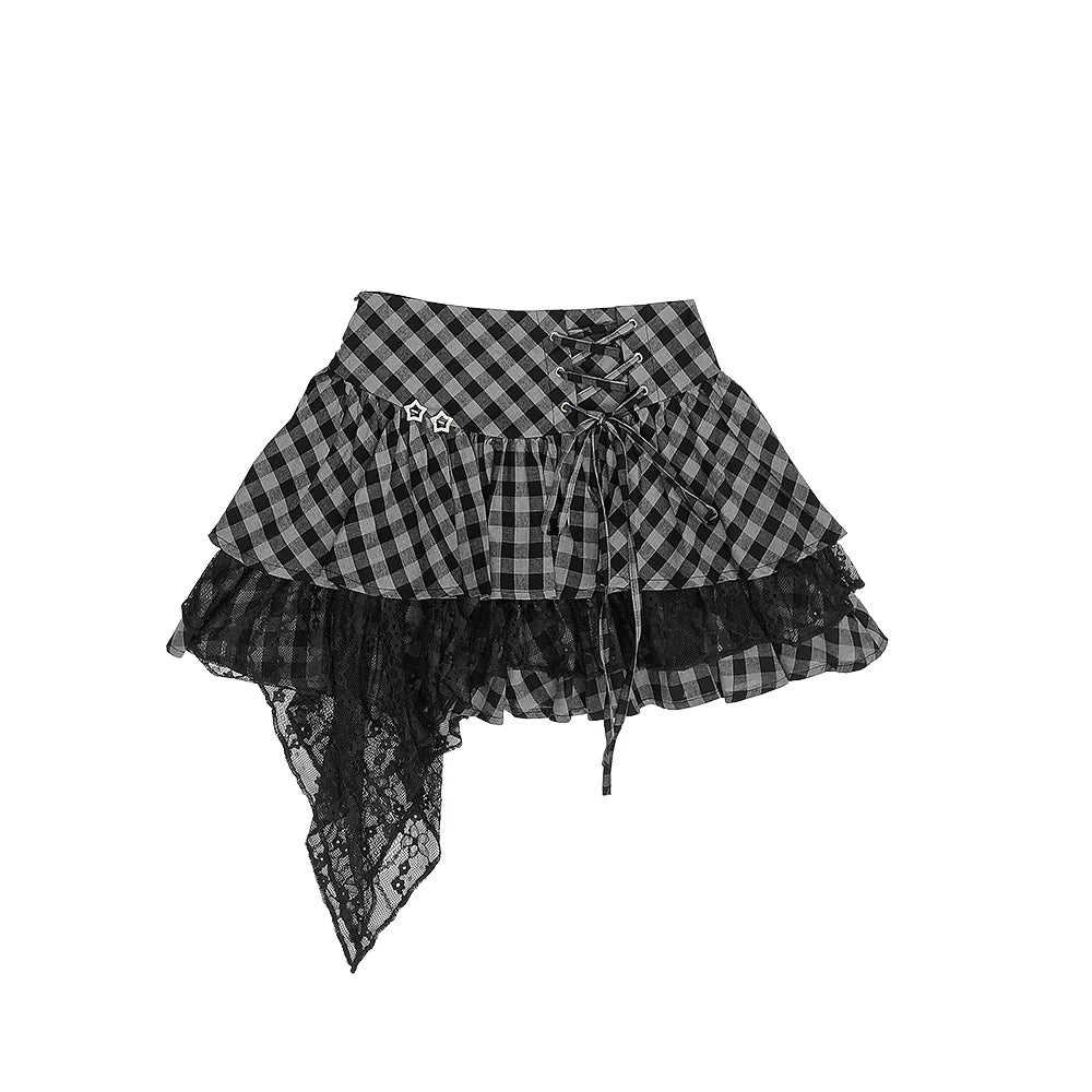 Abbey Slim Crop Top + Checkered Lace Skirt