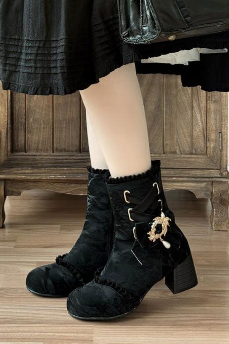 Lolita Classical Ribbon Short Boots