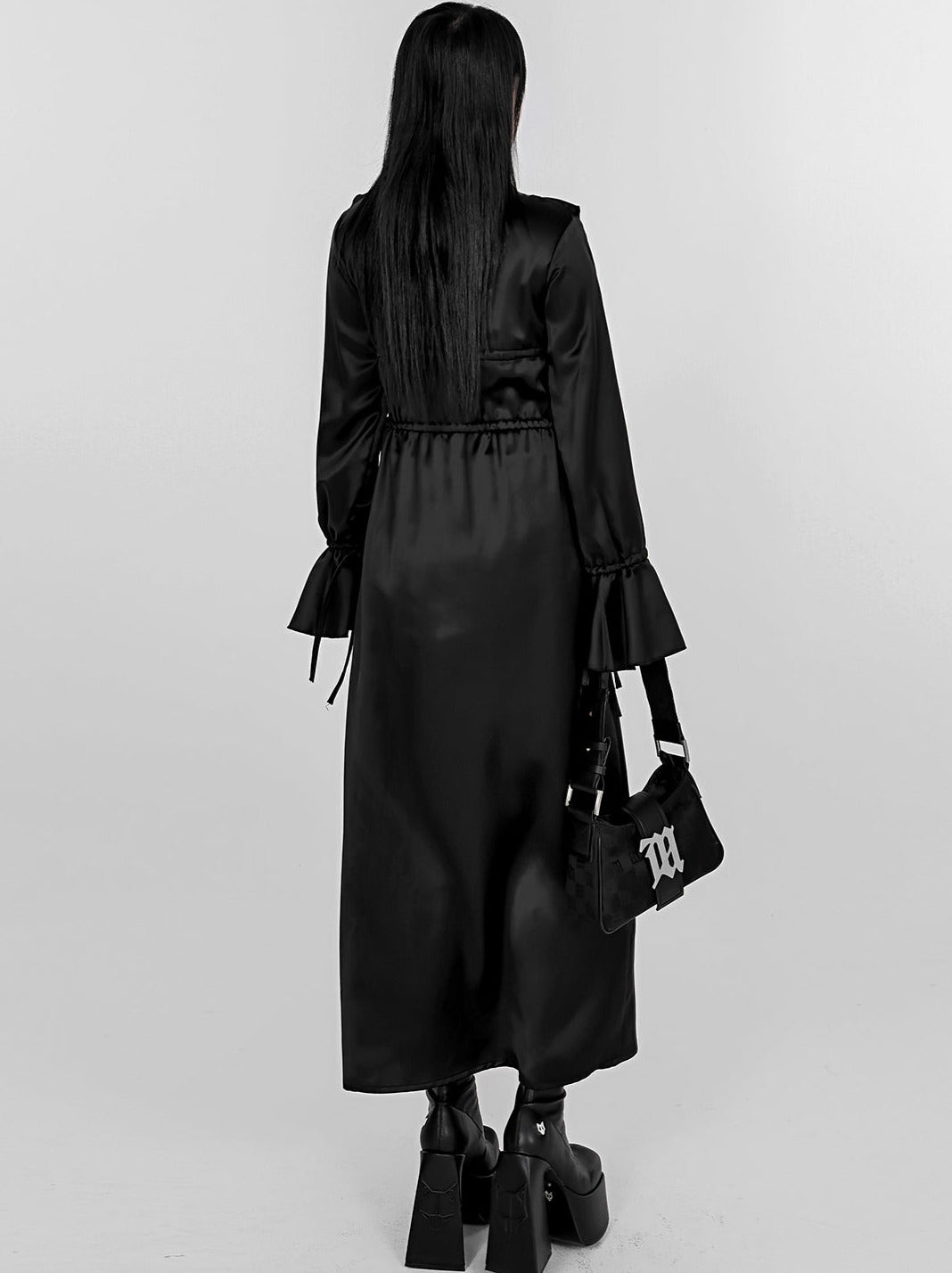 Ruffle Lace Drawstring Waist Shirt Extra Long Jacket