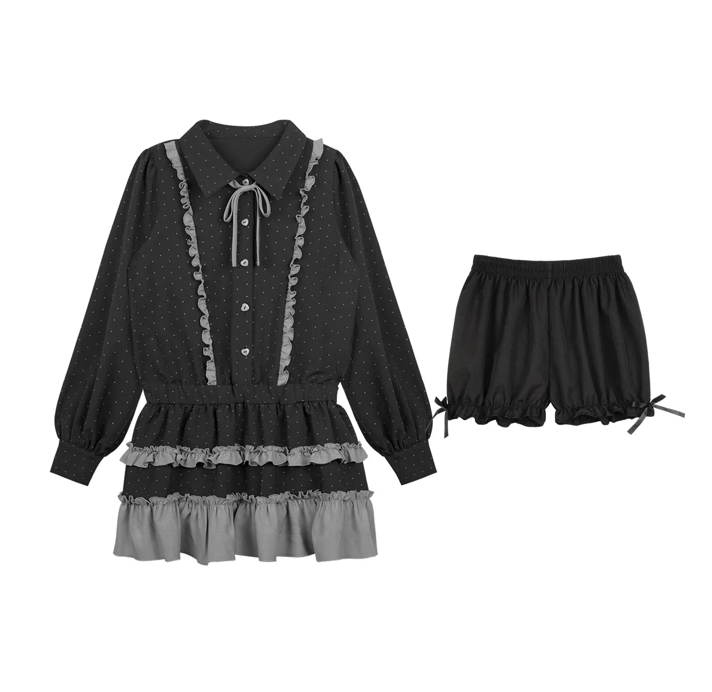 Dark Gray Polka Dot Dress