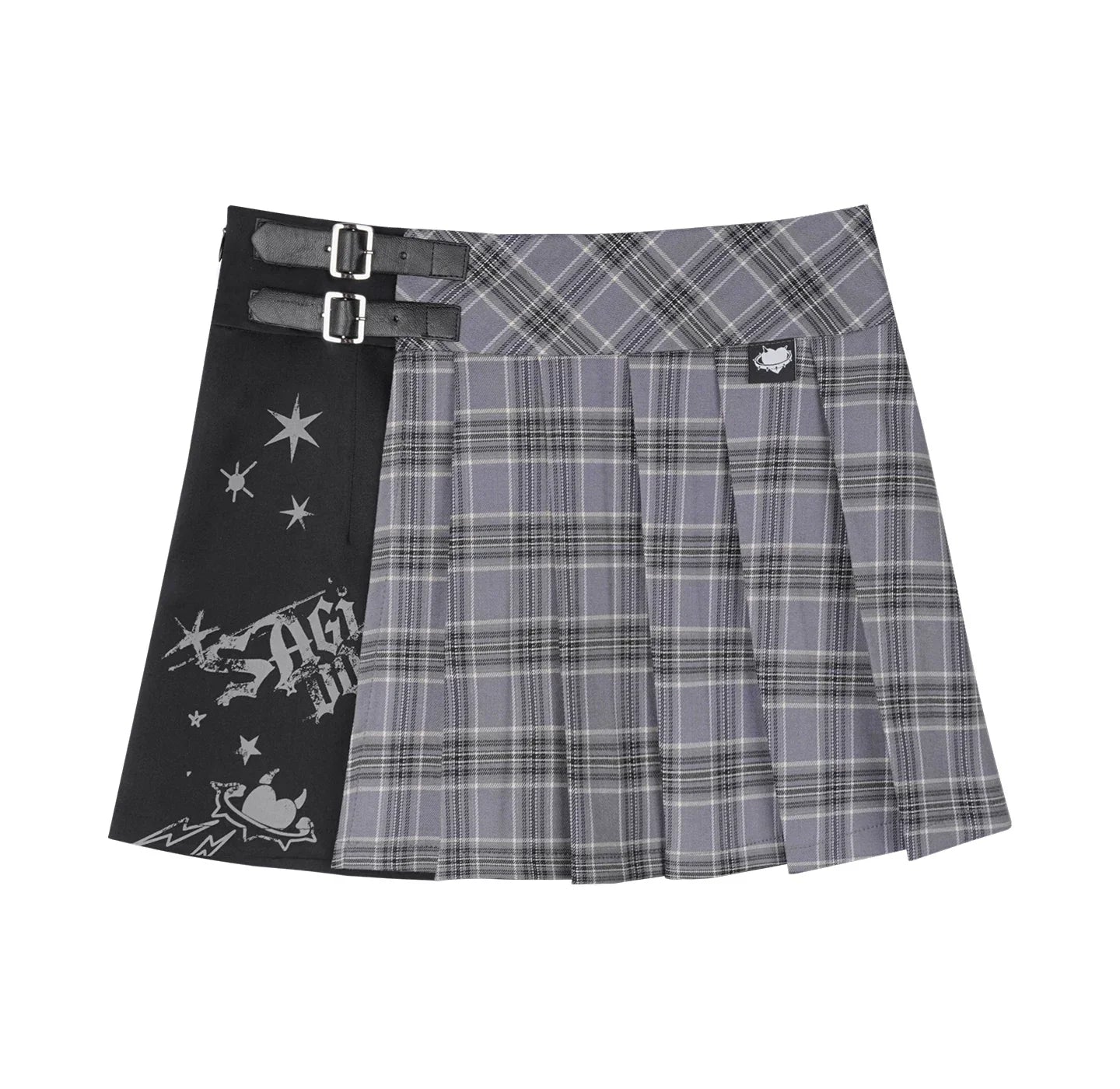 Plaid Graffiti Pleated Skirt + Top