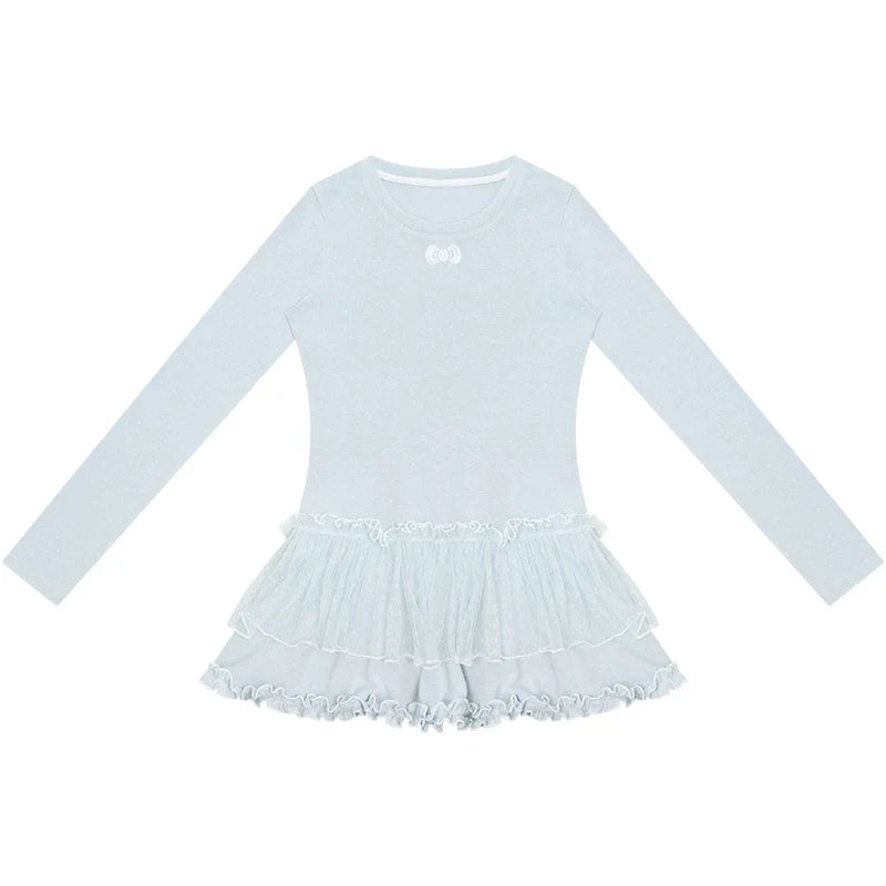 Lace Pleated Dot Top