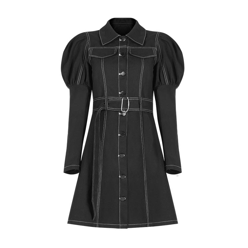 Double Pocket Waist Mark Denim Dress
