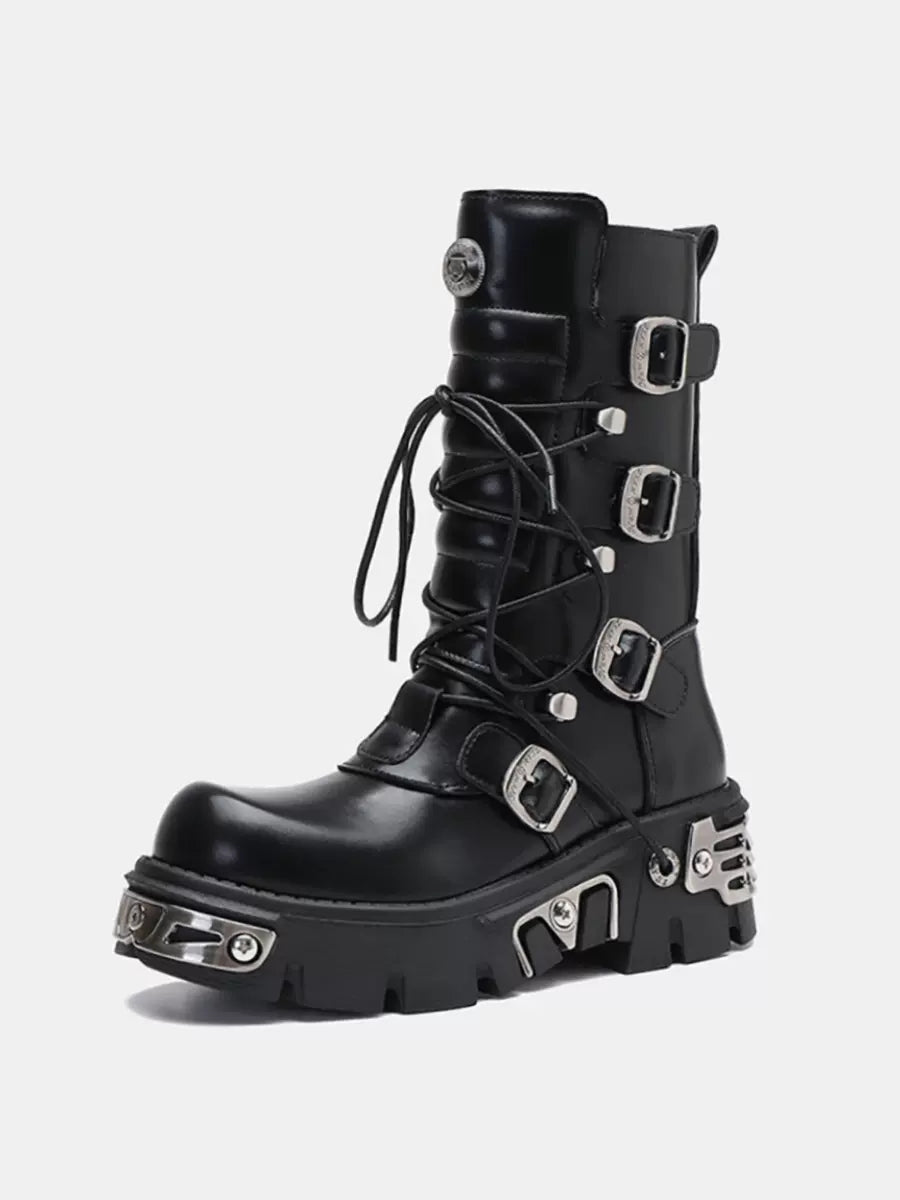 Retro Metal Punk Rock Platform Boots