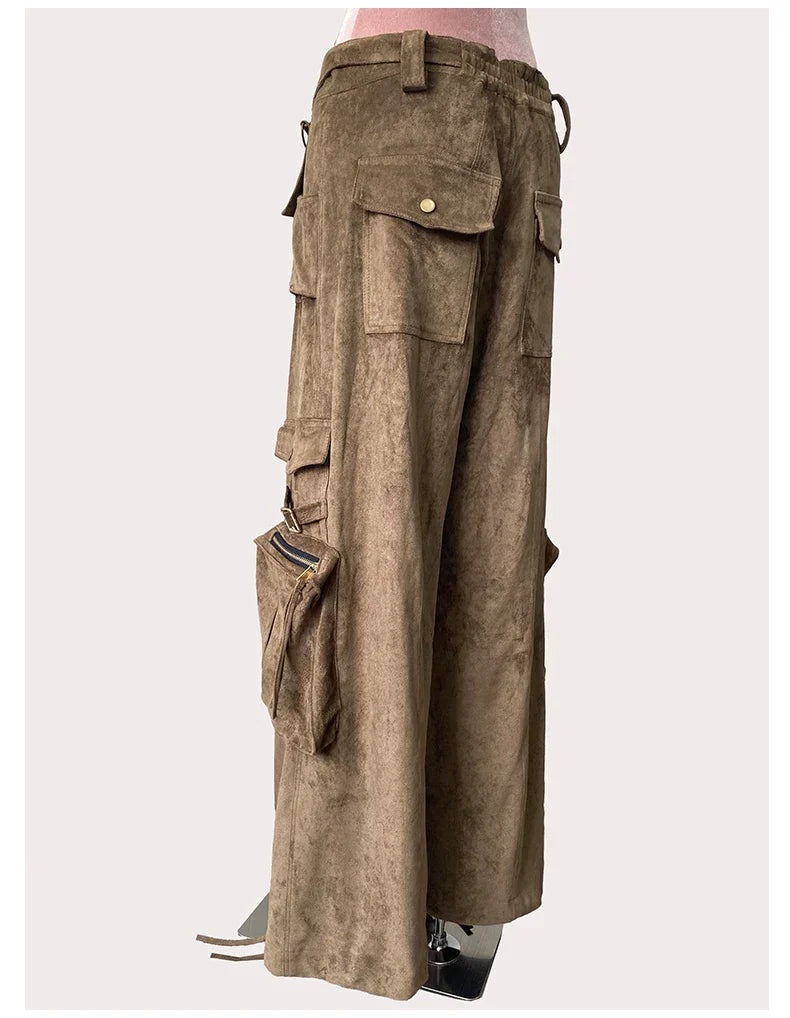 Suede Leather Pants Brown
