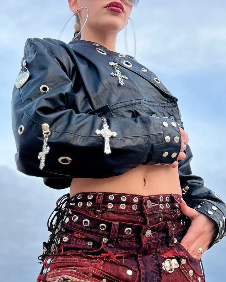 Gothic Leather Jacket Black