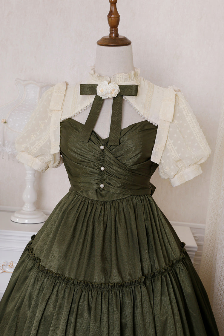 Dark Green Noble Retro Country Poetry Classic Lolita Dress