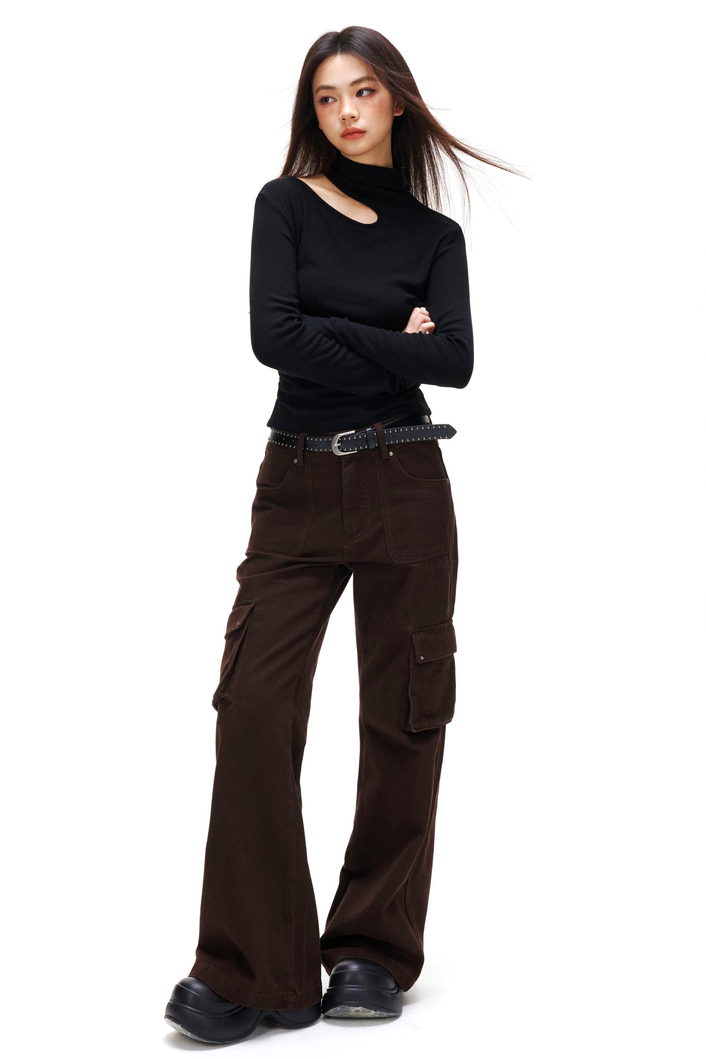 Cut Design Turtleneck Top