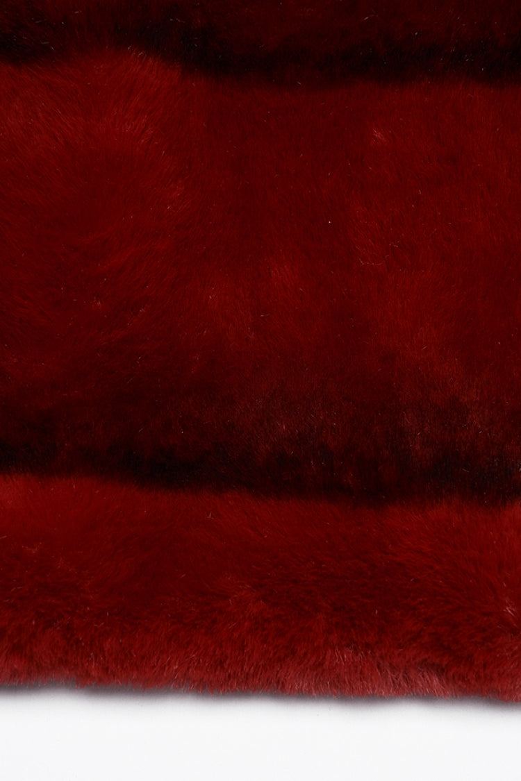 Red Stand Collar Long Sleeves Buckle Straps Faux Fur Punk Short Cloak