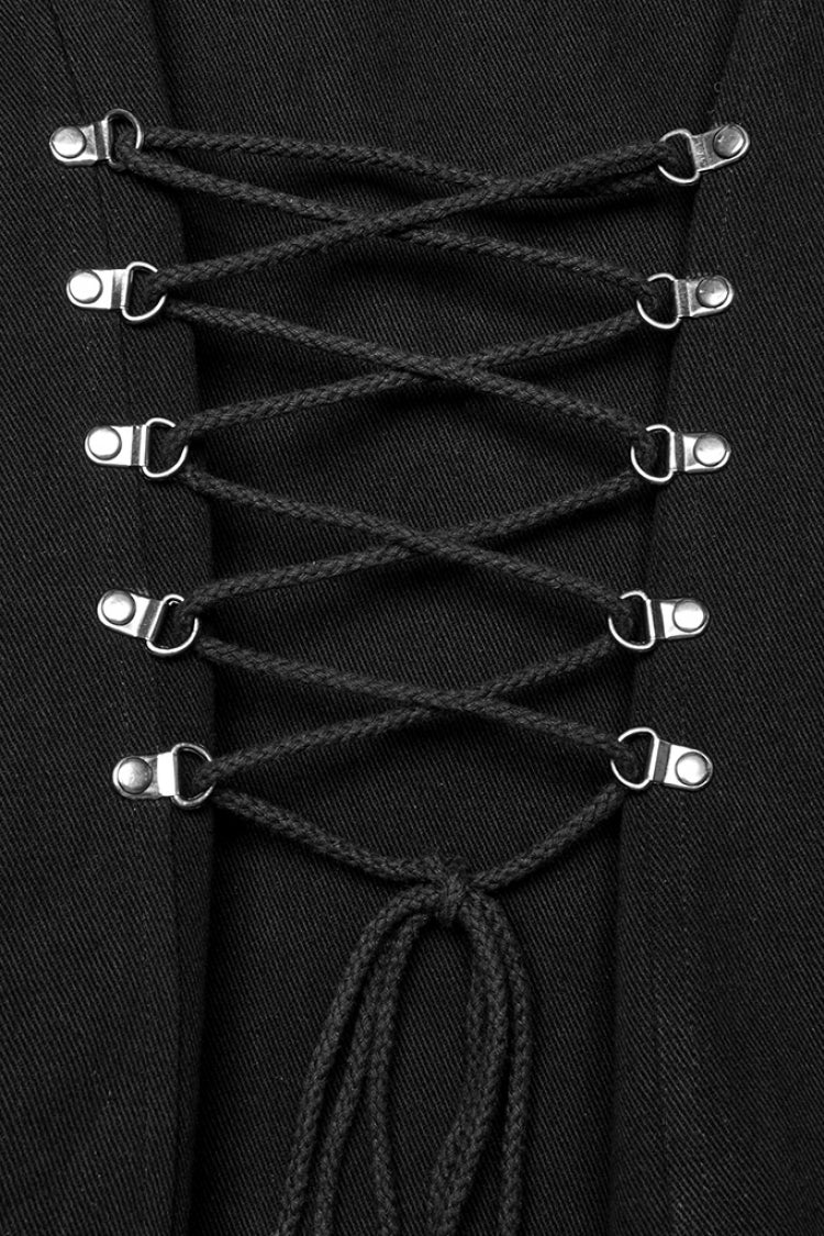 Black Cut-out Buckled Strappy Spaghetti Punk Vest
