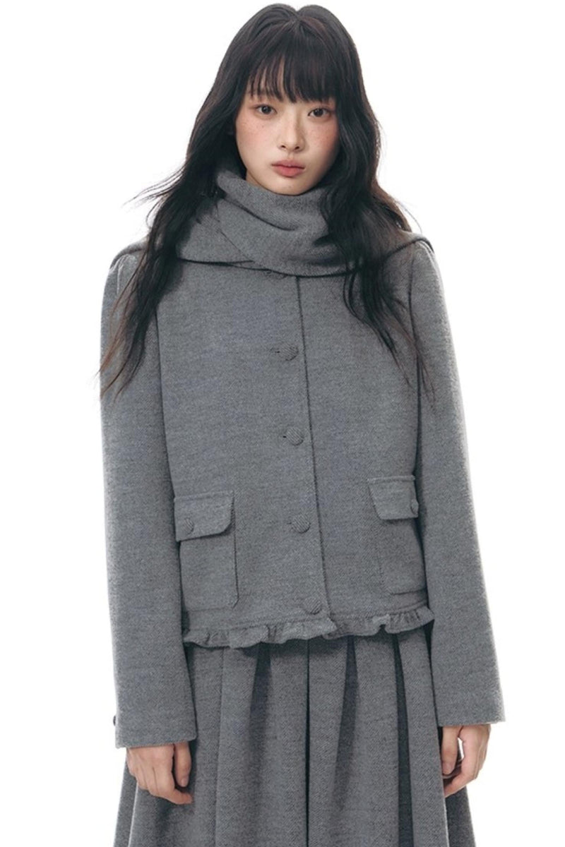 Retro Top + Preppy Pleated Skirt + Scarf
