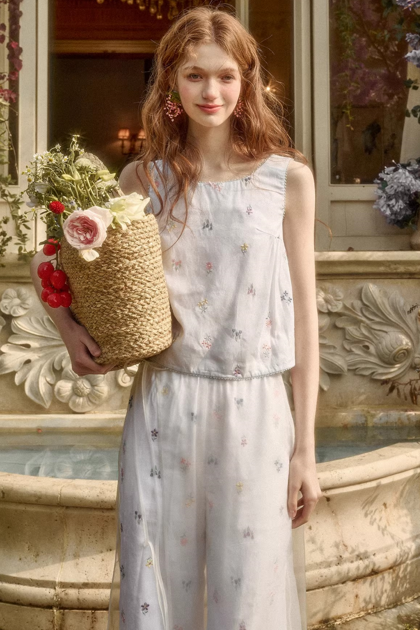 Retro Dress + Top + Pants + Curtain + Scarf