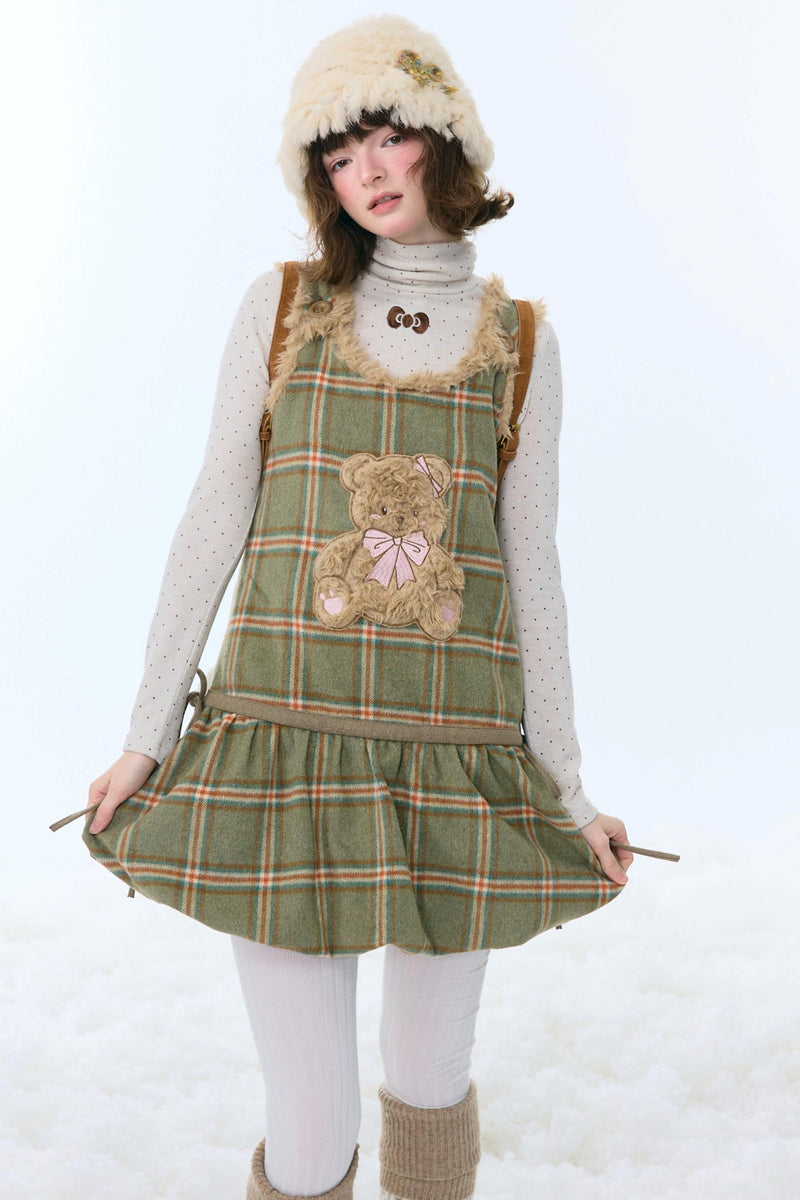 Forest Plaid Teddy Dress