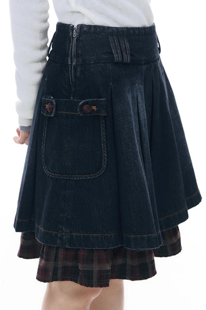 Fur Collar Denim Jacket + Skirt