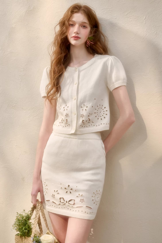 Puff Sleeve French Top + Skirt