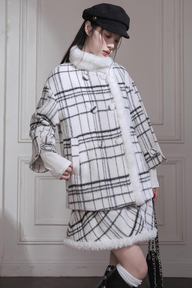 Monochrome Plaid Jacket + Vest Dress