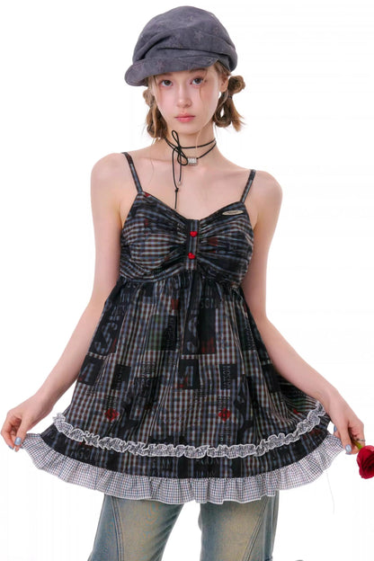 Retro Plaid Lace Top