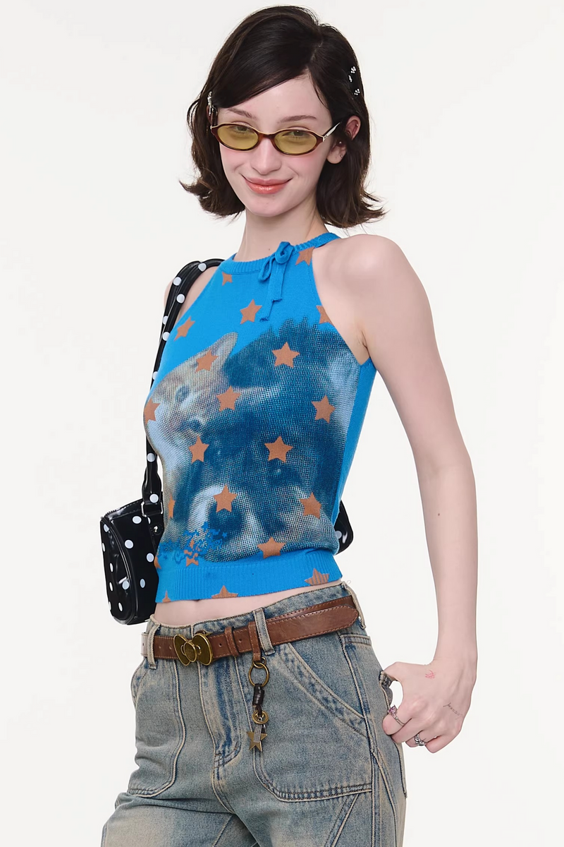 Y2k Star Cat Sleeveless Top