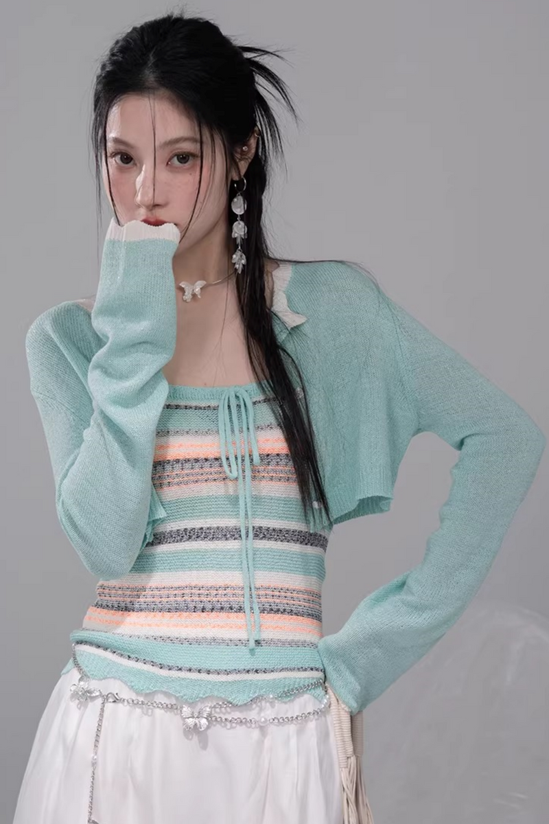 Coconut Breeze Cardigan + Tube Top