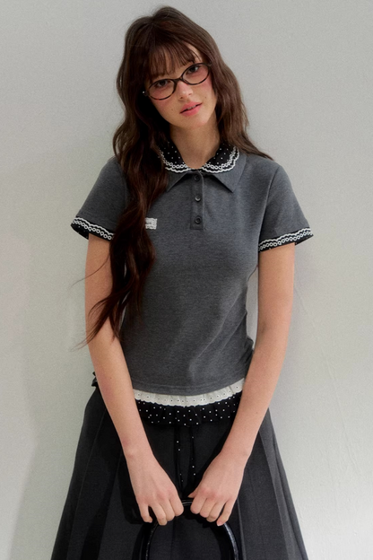 Retro Polka Dot Knit Polo