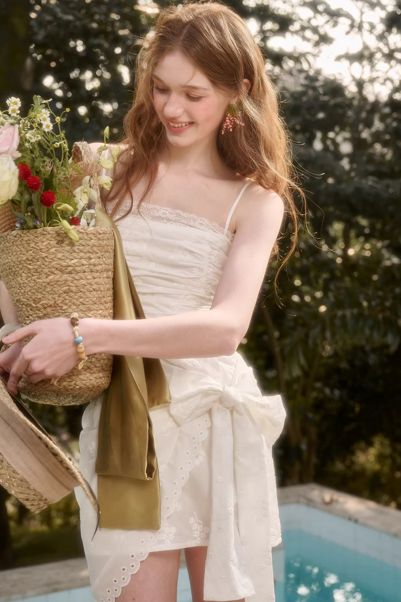 French Ribbon Fitted Camisole Dress
