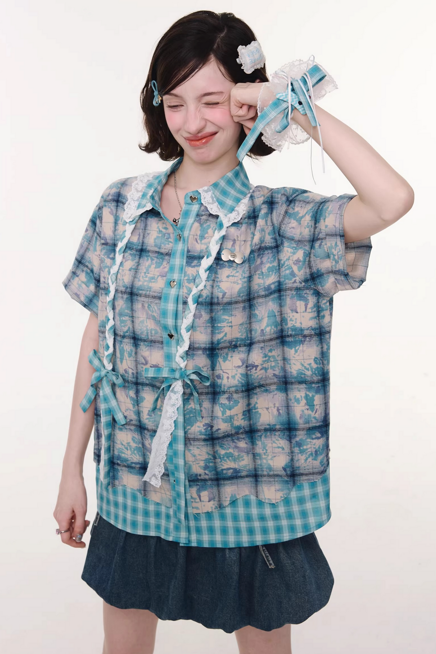 Y2k Plaid Oversized Shirt