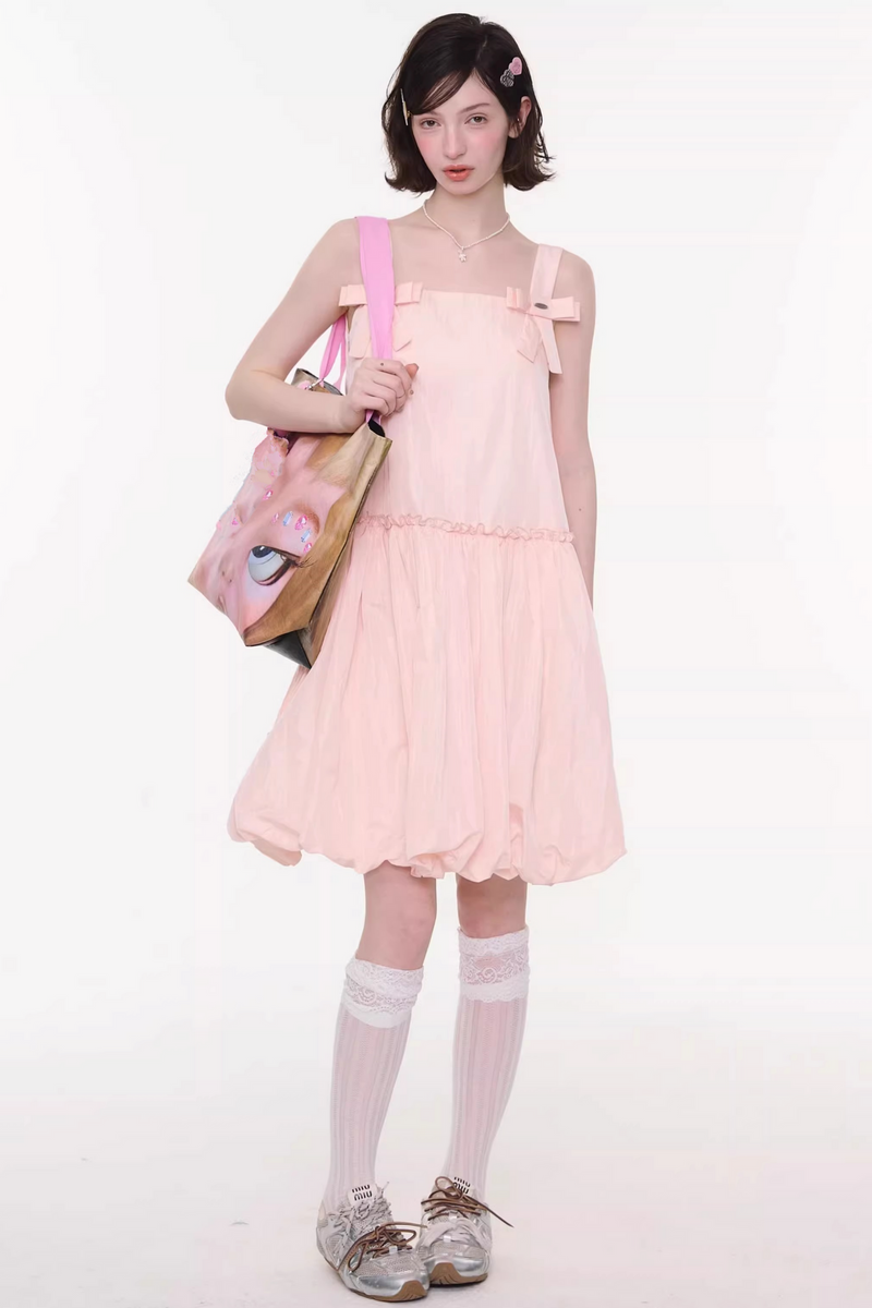 Ribbon Sweet Balloon Camisole Dress