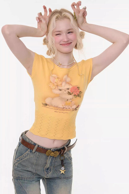 Sweet Rabbit Print Top