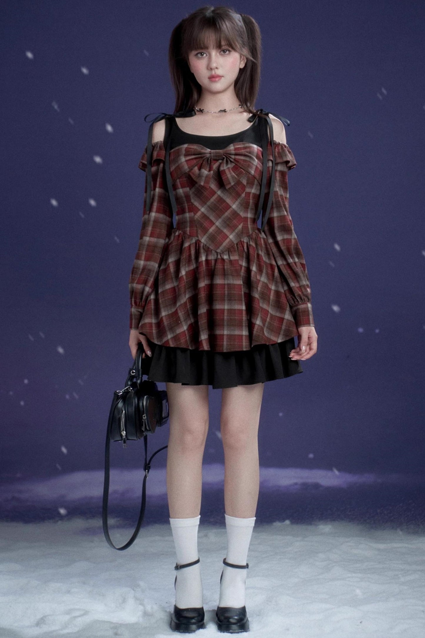 Red and Brown Checked Dress